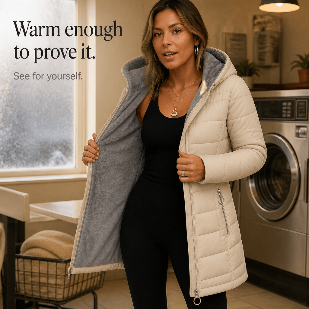 Women's Plush-Lined Hooded Longline Quilted Puffer Jacket