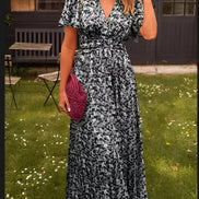 Amelia Floral Wrap Maxi Dress with Flutter Sleeves