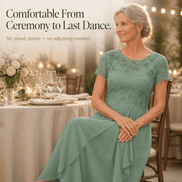 Women's Lace Bodice Chiffon Dress with Ruffled Hem
