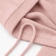 Women's Ribbed Zip-Up Hooded Knit Cardigan with Drawstring Hood