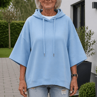 Oversized Wide-Sleeve Hooded Sweatshirt with Dropped Shoulders