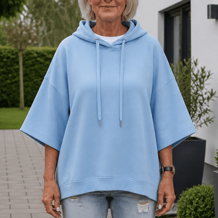 Oversized Wide-Sleeve Hooded Sweatshirt with Dropped Shoulders