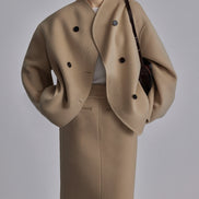 Charlene Double Breasted Wool Blend Pea Coat for Women