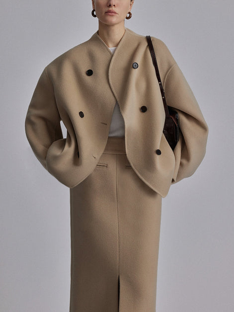 Charlene Double Breasted Wool Blend Pea Coat for Women