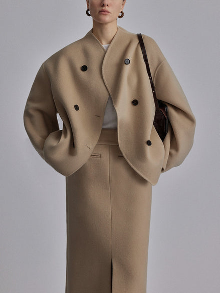 Charlene Double Breasted Wool Blend Pea Coat for Women