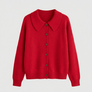 Collete Button-Front Women's Knitted Cardigan with Peter Pan Collar