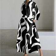 Alora Collared Front Wrap Printed Cotton Blend Women's Midi Dress