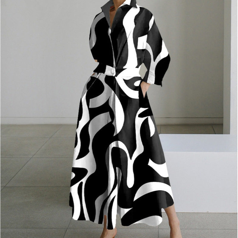 Alora Collared Front Wrap Printed Cotton Blend Women's Midi Dress