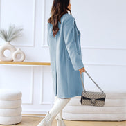 Emily Double Breasted Longline Winter Coats Women A-Line Wool Blend