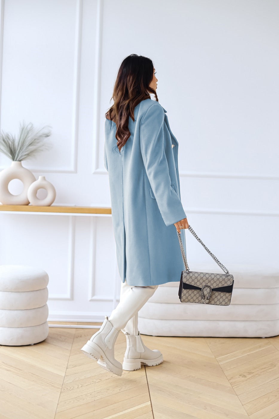 Emily Double Breasted Longline Winter Coats Women A-Line Wool Blend