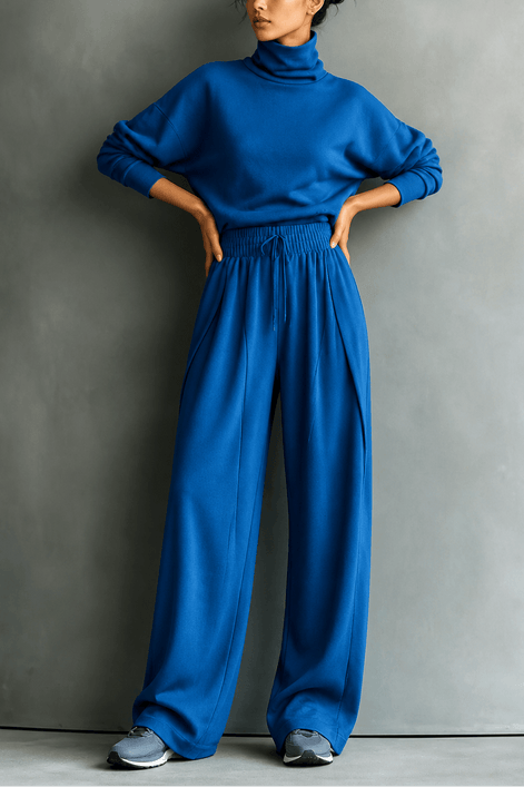 Women's Turtleneck Wide-Leg Trouser Co-Ord Set
