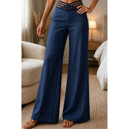 Sienna High-Waisted Wide-Leg Women's Tailored Trousers with Crossover Waistband