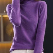 Women's Ribbed Turtleneck Knitted Jumper with Long Sleeves