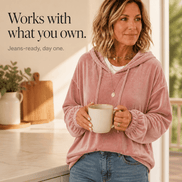 Women's Ruffle Cuff Velvet Relaxed Hoodie with High-Low Hem