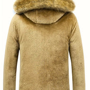 Drake Hooded Quilted Mens Puffer Jacket with Faux Fur Trim
