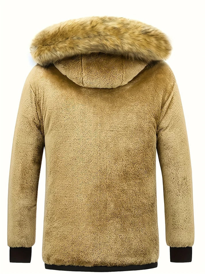 Drake Hooded Quilted Mens Puffer Jacket with Faux Fur Trim