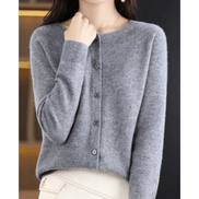 Danielle Round Neck Button-Front Knitted Cardigan for Women