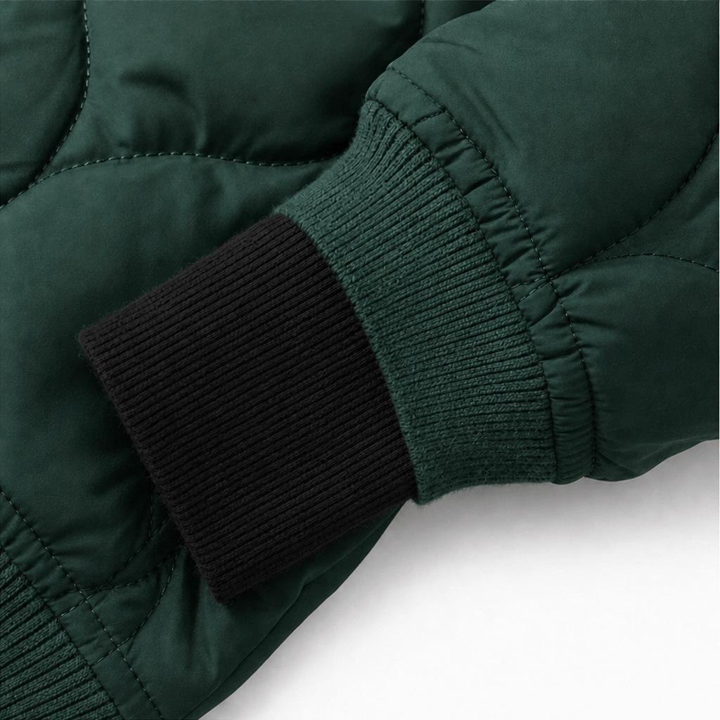 Women's Hooded Quilted Puffer Jacket with Spliced Panels
