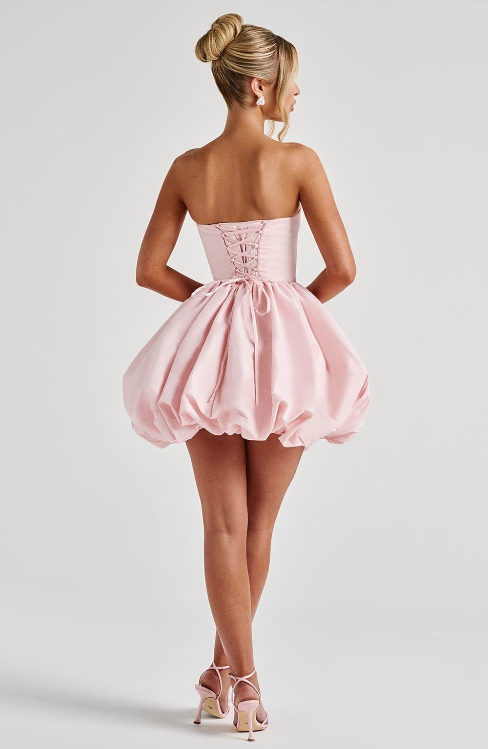 Clara Strapless Satin Puffball Mini Dress for Autumn Dresses Occasions