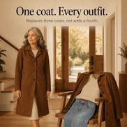 Women's Unstructured Suede-Look Long Coat with Button Front