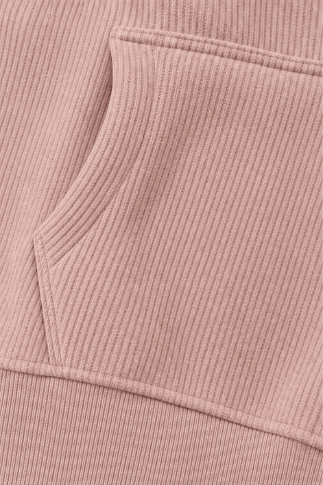 Women's Ribbed Corduroy-Look Hoodie with Front Pocket