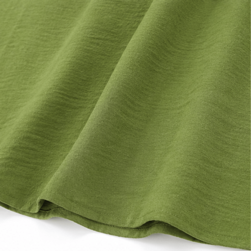 Ruffled V-Neck Linen-Cotton Women's Midi-to-Maxi Dress with Pockets