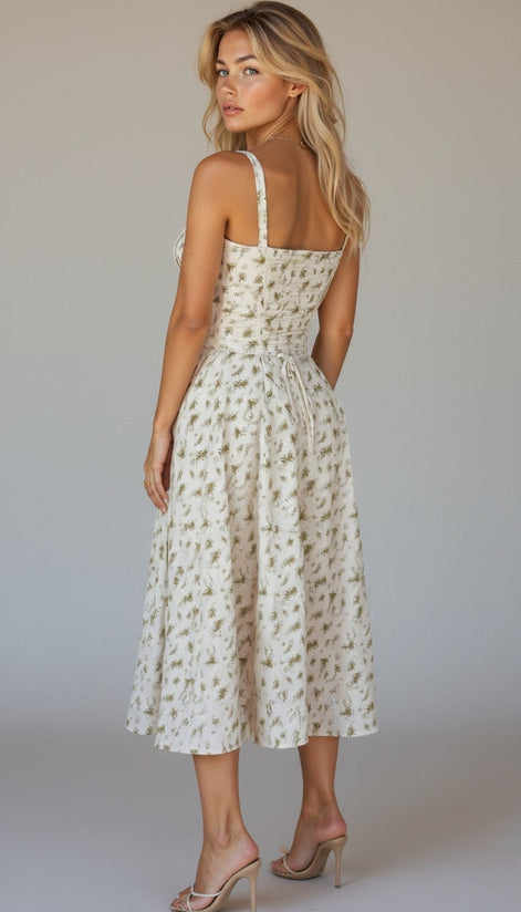 Elodie Floral Satin Midi Slip Dress for Autumn Dresses Occasions