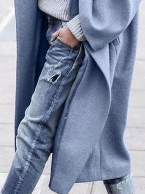Oversized Long Winter Coat with Wide Sleeves in Wool Blend