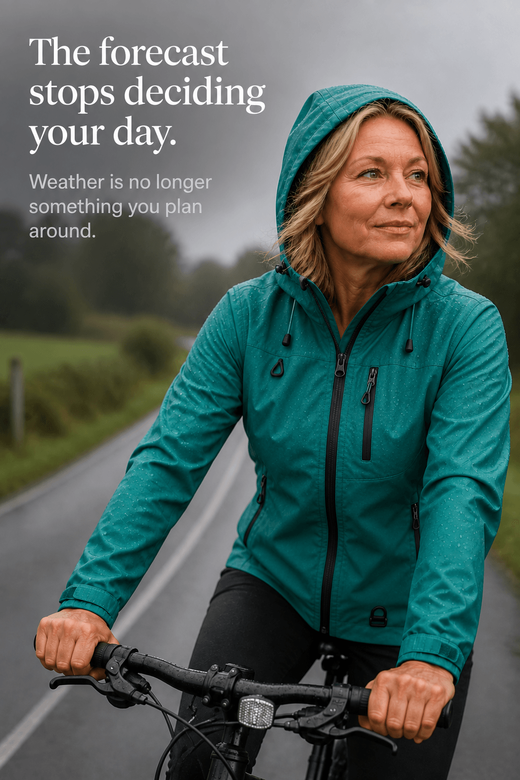 Hooded Waterproof Windproof Polyester Rain Jacket for Women