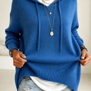 Women's Oversized Hooded Acrylic Knitted Jumper with Drawstring