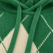 Women's Hooded Argyle Batwing Poncho Knit Jumper