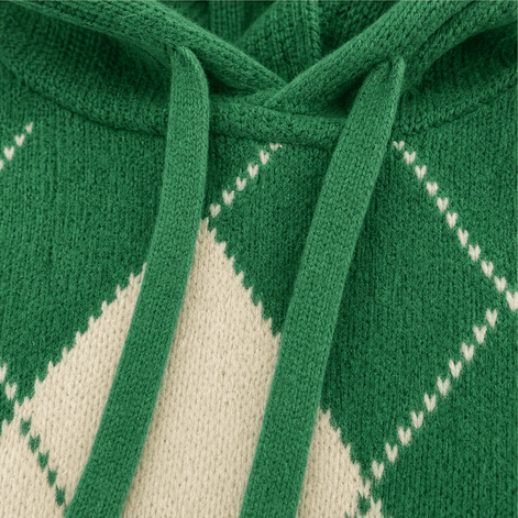 Women's Hooded Argyle Batwing Poncho Knit Jumper