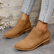 Ankle Low Heel Slip On Womens Boots with Back Zip Detail