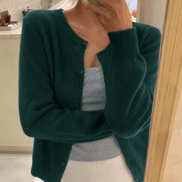 Knitted Button Front Cardigan with Round Neckline for Ladies Jumpers Layering