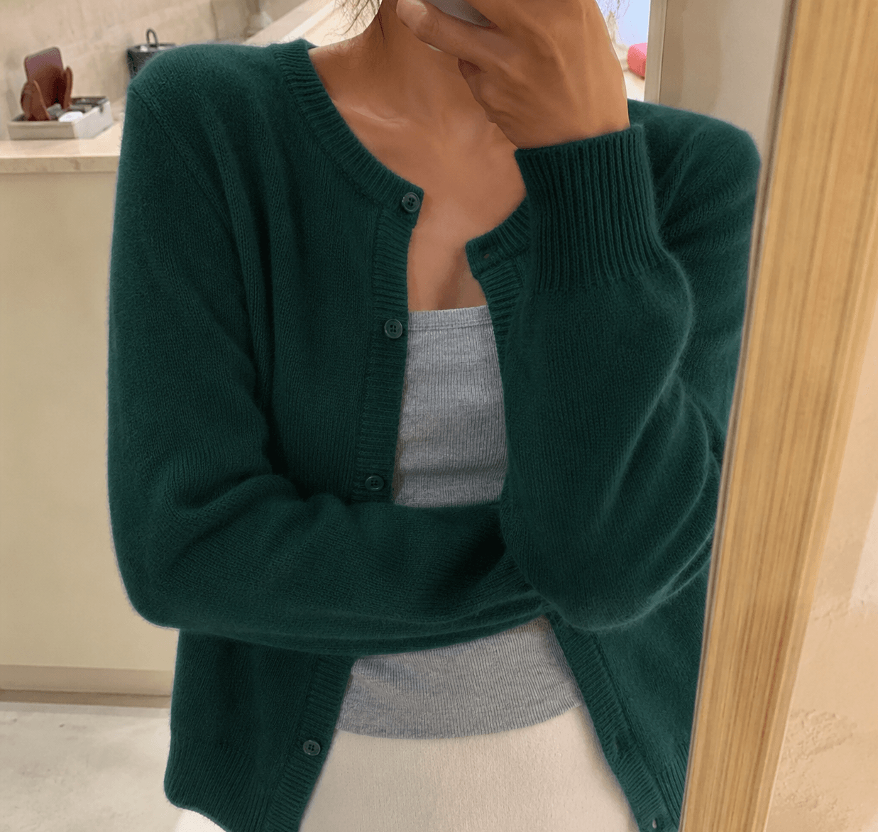 Knitted Button Front Cardigan with Round Neckline for Ladies Jumpers Layering