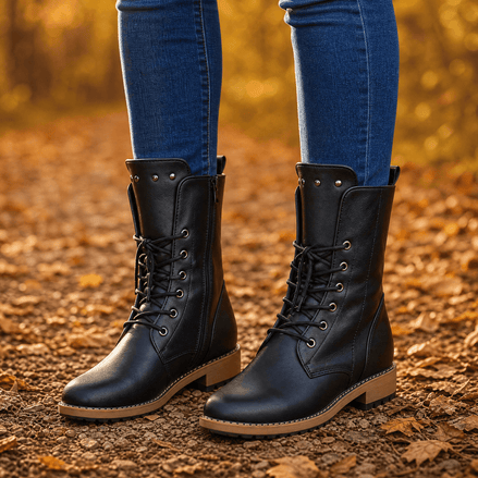 Westlyn Studded Lace-Up Ankle Boots with Wool Lining for Women