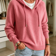 Women's Drawstring Hood Ribbed Knit Jumper