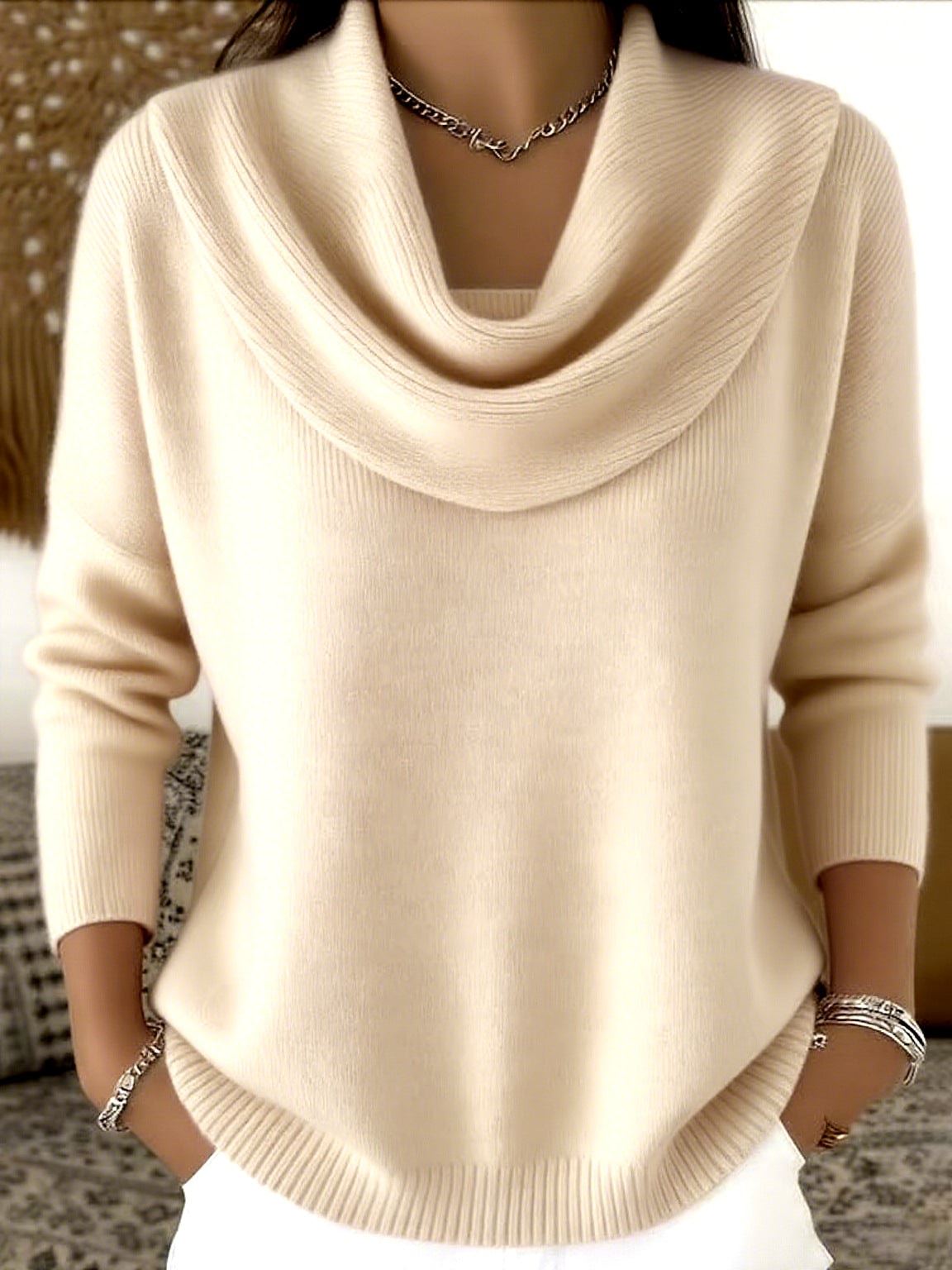 Vânia Cowl-Neck Ribbed Knit Jumper for Women