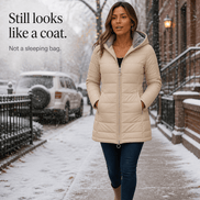 Women's Plush-Lined Hooded Longline Quilted Puffer Jacket