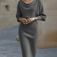 Clara Knit Bodycon Jumper Dress with Cowl Neck for Evening Wear