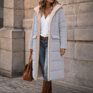 Reversa Women's Reversible Hooded Longline Winter Coat with Sherpa Lining