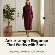 Women's Relaxed Turtleneck Knitted Jumper Dress with Pockets