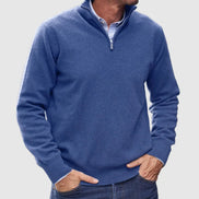 Men's Quarter-Zip Knitted Jumper with Layering Collar