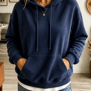 Women's Ribbed Corduroy-Look Hoodie with Front Pocket