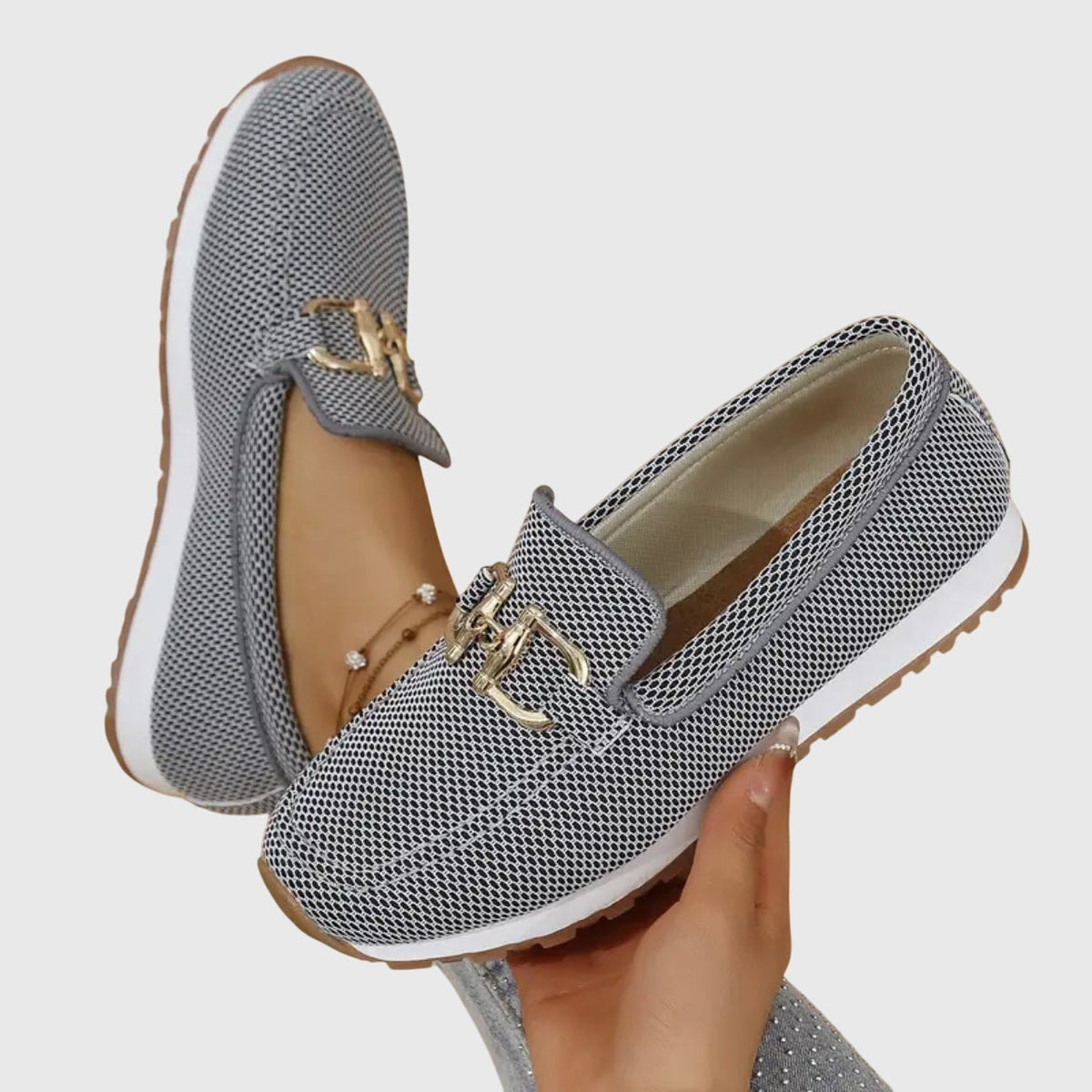 Lili Bit-Buckle Slip-On Sneakers with Orthopedic Cushioning for Women