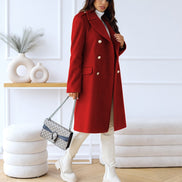 Emily Double Breasted Longline Winter Coats Women A-Line Wool Blend