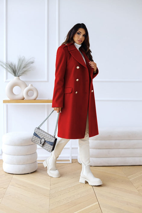 Emily Double Breasted Longline Winter Coats Women A-Line Wool Blend
