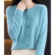 Danielle Round Neck Button-Front Knitted Cardigan for Women
