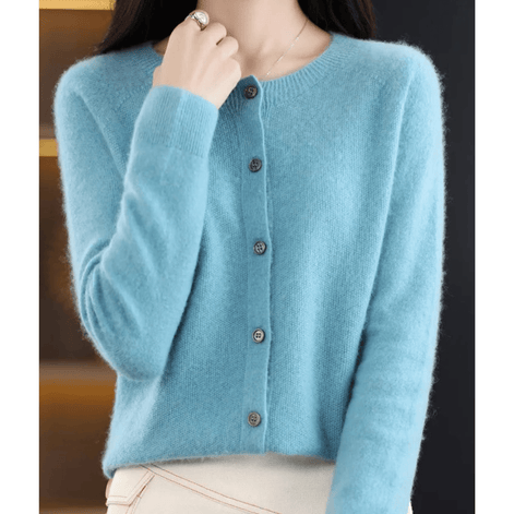 Danielle Round Neck Button-Front Knitted Cardigan for Women