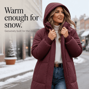 Women's Long Hooded Quilted Puffer Jacket with Side Pockets